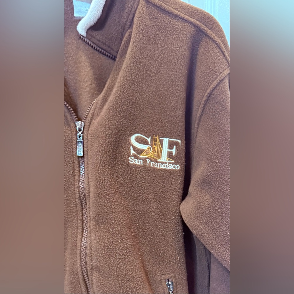 GOGO Sports Inc San Francisco , CA Brown Fleece Zip-Up Jacket Women Small - Picture 3 of 9